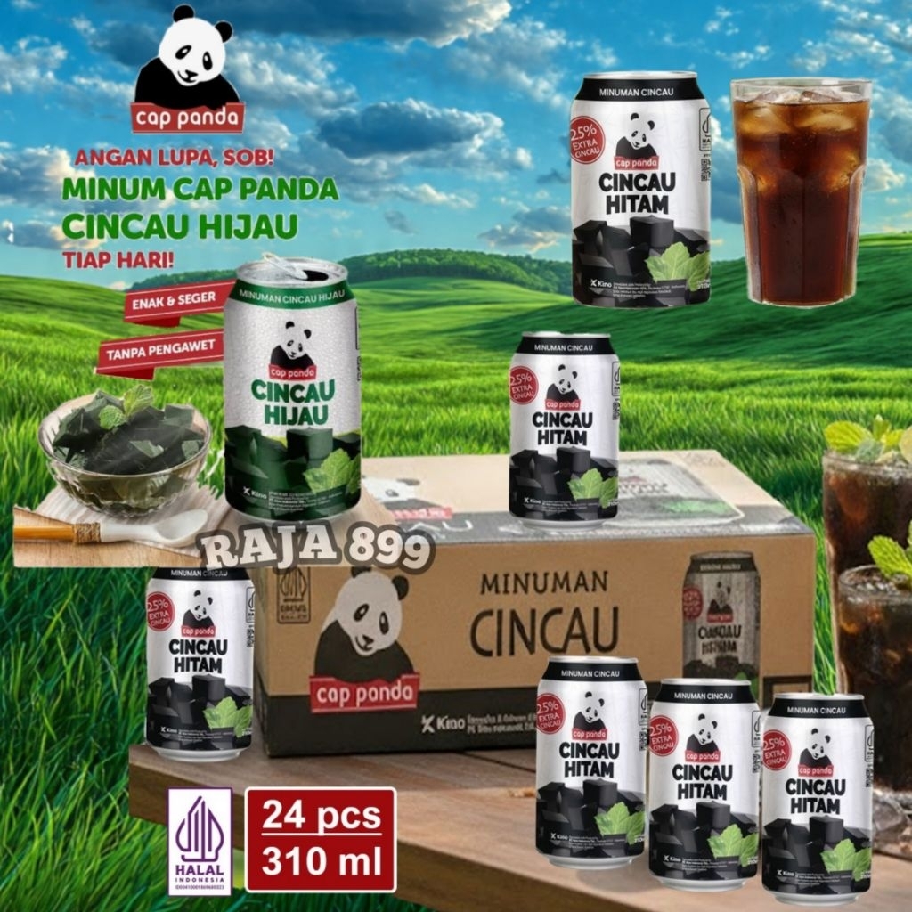 CINCAU HITAM | HIJAU CAP PANDA KALENG DUS ISI 24 X 310ML