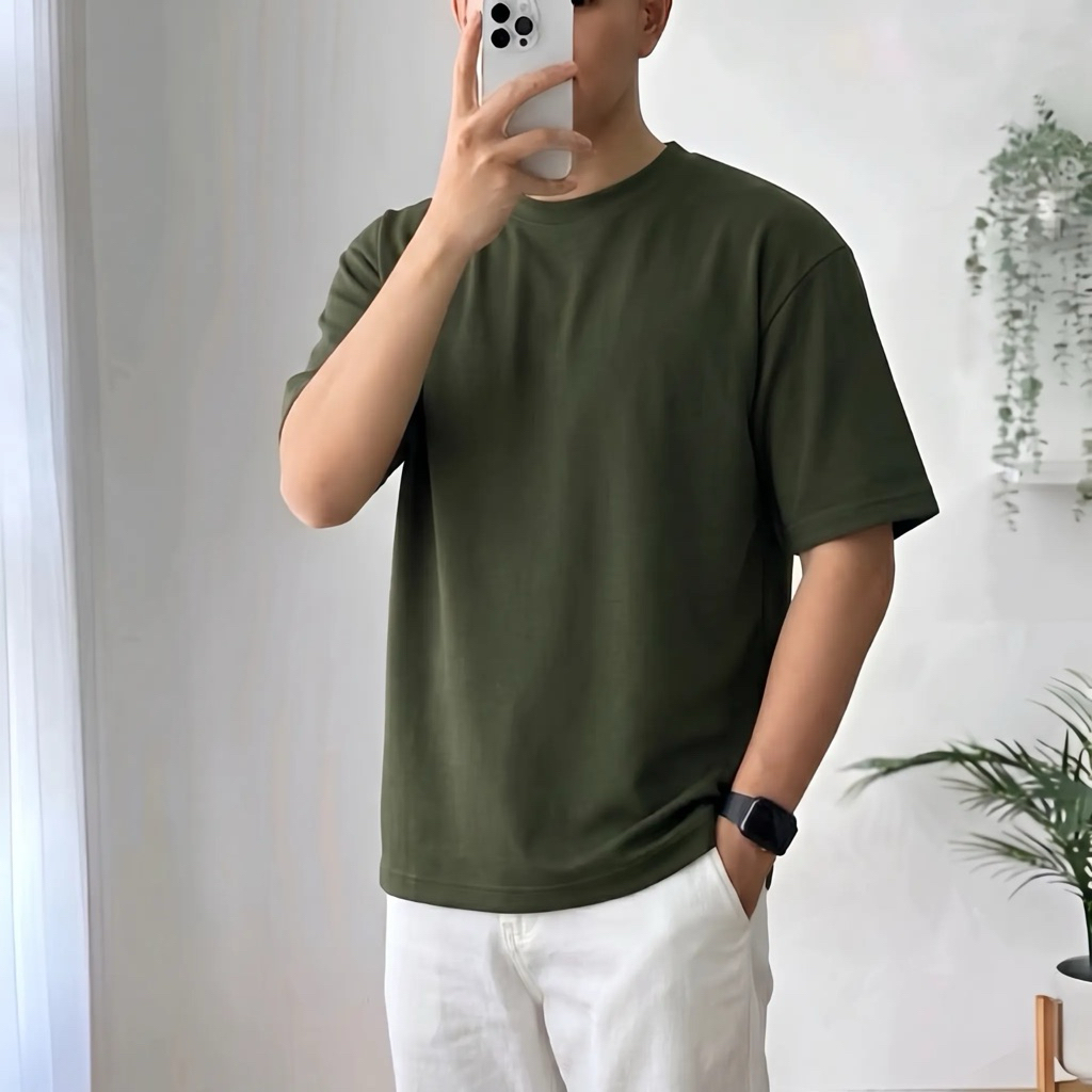 REINACLUB Essential Oversized Tshirt Cotton Baby Terry Premium l Kaos Oversize Polos Pria Basic Leng