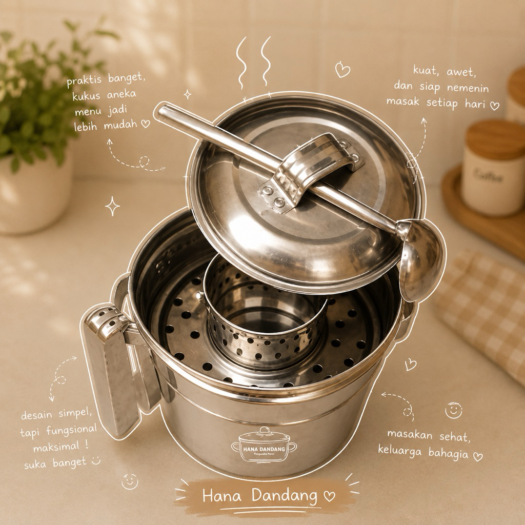 Dandang Bakso Mini Ukuran 22Pendek STAINLISH STEEL | DANDANG BAKSO MINI