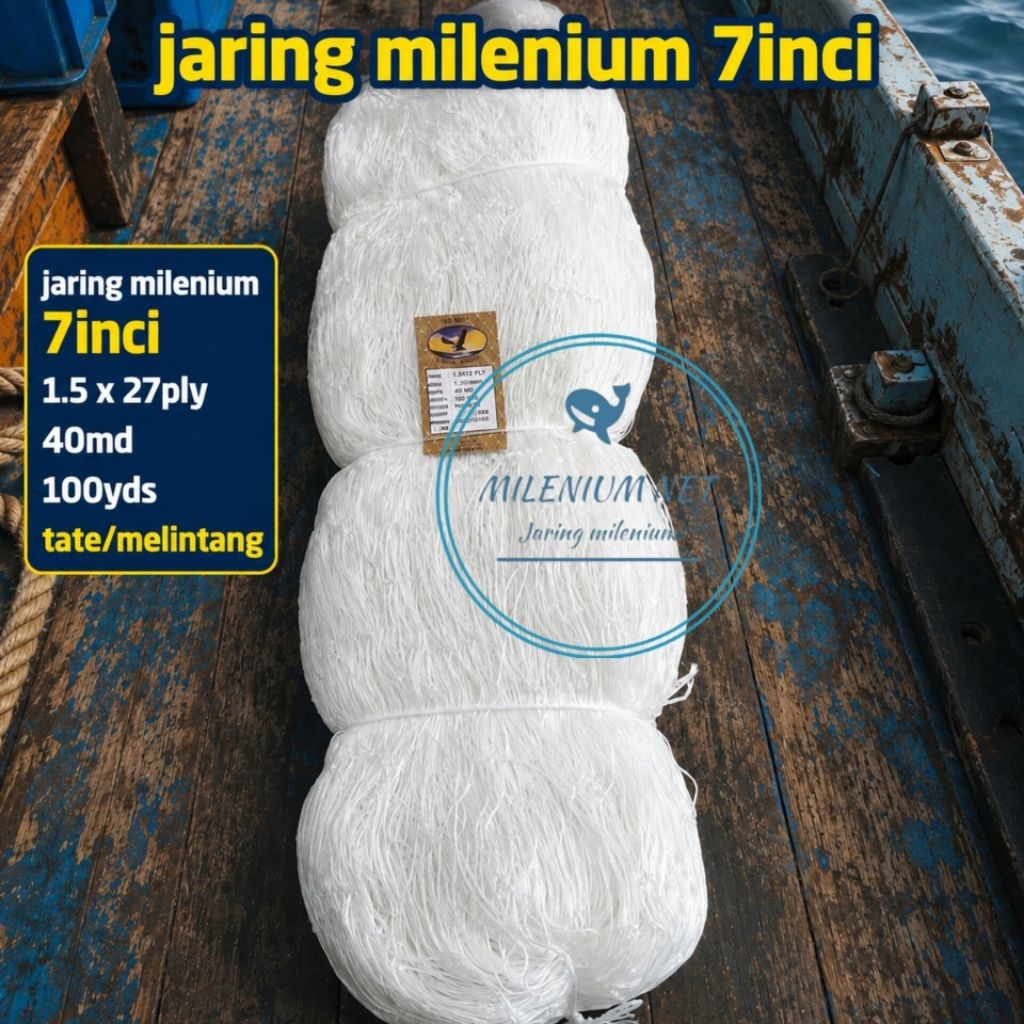 jaring milenium/ jaring pintal/jaring ply/ 7inci 27ply 40md 100yds tate