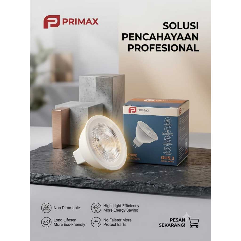 Lampu LED MR16 7 Watt 2700K Warm White