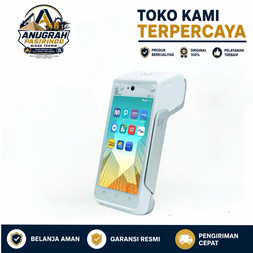 Hausjo EDC Android Mini ATM PAX A930 Paper Cetak Struk Thermal 58mm WiFi Bluetooth 3G/4G Garansi 12 