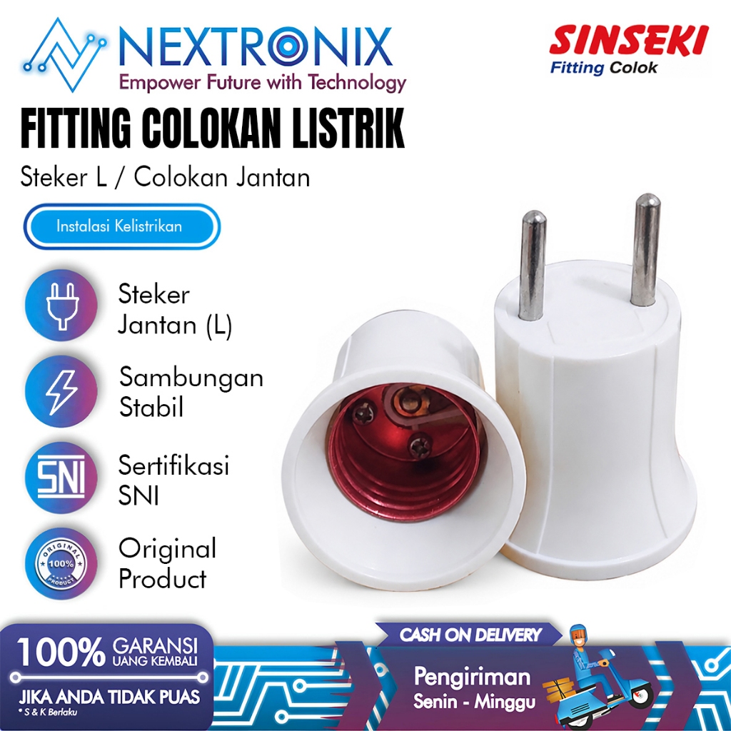 (NEXTRONIX) Fitting Colokan Listrik Sinseki - Steker L/Colokan Jantan