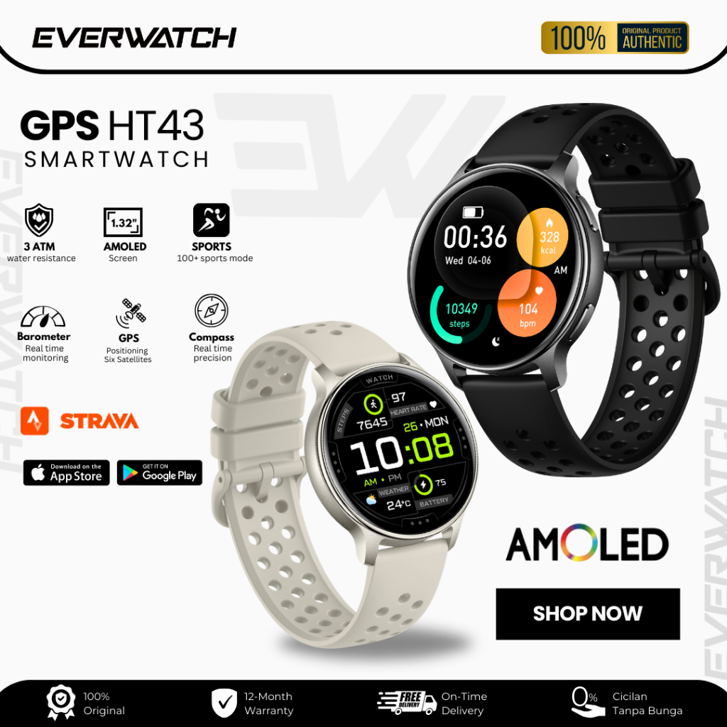 HT43 Smartwatch Retina Amoled Smartwatch Built-in GPS Compass Altimeter Barometer 3 ATM Waterproof