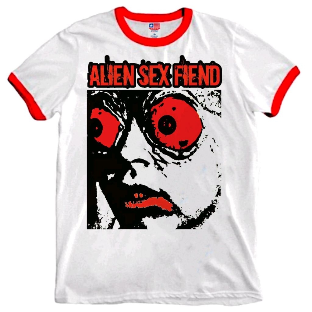TSHIRT MUSIC KAOS BAND ALIEN SEX FIEND - GET INTO IT RINGER TEE
