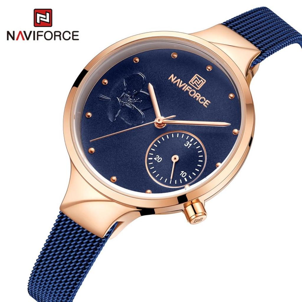 NAVIFORCE 5001 Jam Tangan Wanita Analog Rantai Pasir