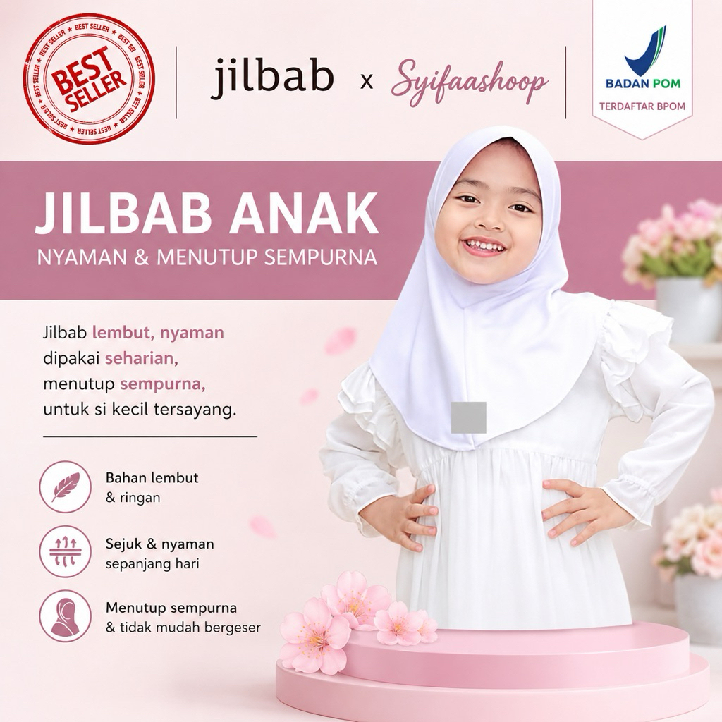 SS - KERUDUNG JILBAB ANAK NAMIRA SPORT USIA 4-6TH BY DESMONDA HIJAB BAHAN JERSEY BALON