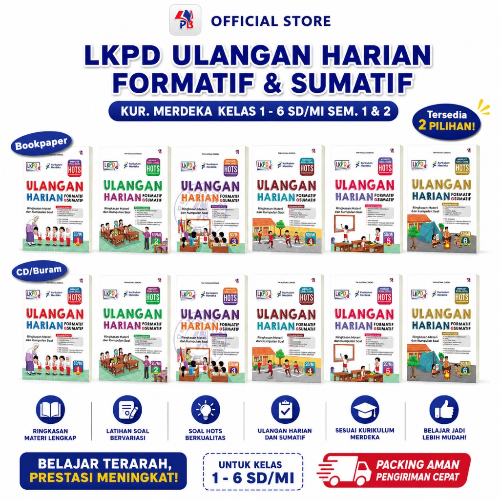 Buku LKS SD Mi / LKPD Ulangan Harian Formatif & Sumatif Kurikulum Merdeka Kelas 1 2 3 4 5 6 / Pustak