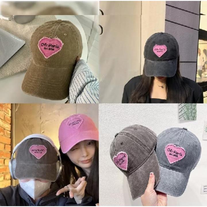 Topi Wanita Gaya Retro - Topi Baseball Bordir Hati Estetik - Aksesoris Pelengkap Outfit