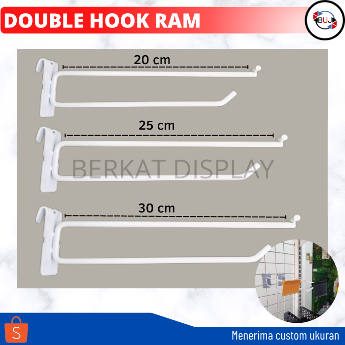 HOOK RAM - DOUBLE HOOK - GANTUNGAN RAM JARING - 15 20 25 30 cm
