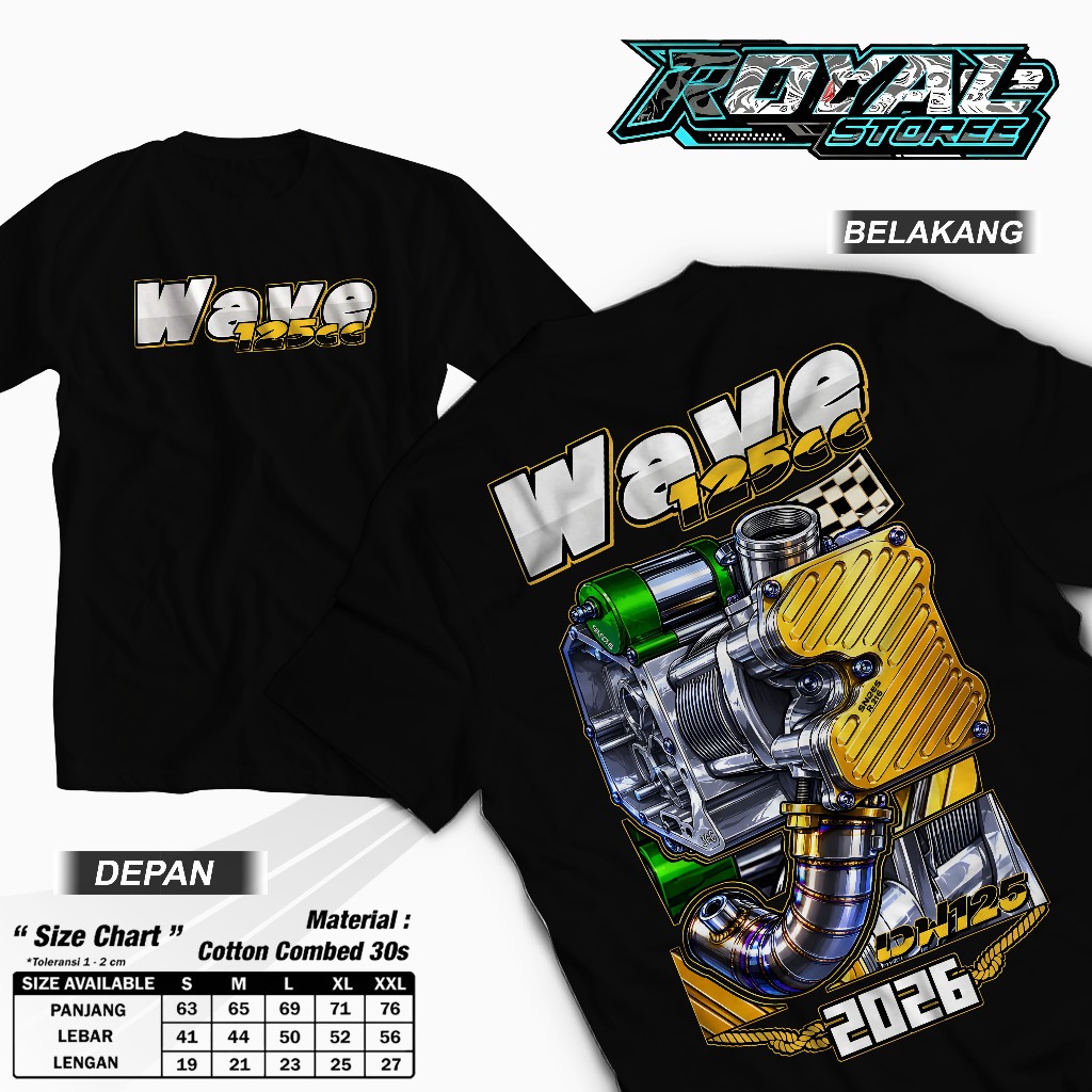 Kaos Baju Motor WAVE 125 2026 4 VALVE Distro Premium Cotton Combed 30s Pria Wanita Trending