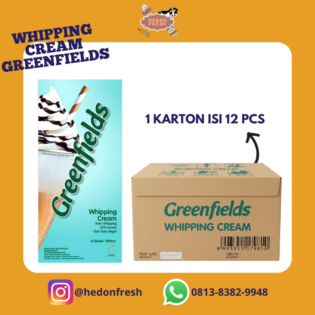 Greenfield Whipping Cream 1 Liter Original 12 Pcs