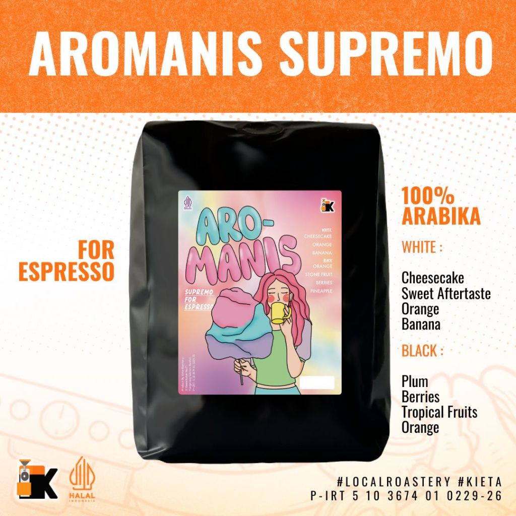 Kieta Roastery - Biji Kopi Aromanis Supremo Blend 100g - 200g / Bubuk Arabica Roasted Coffee Bean Es