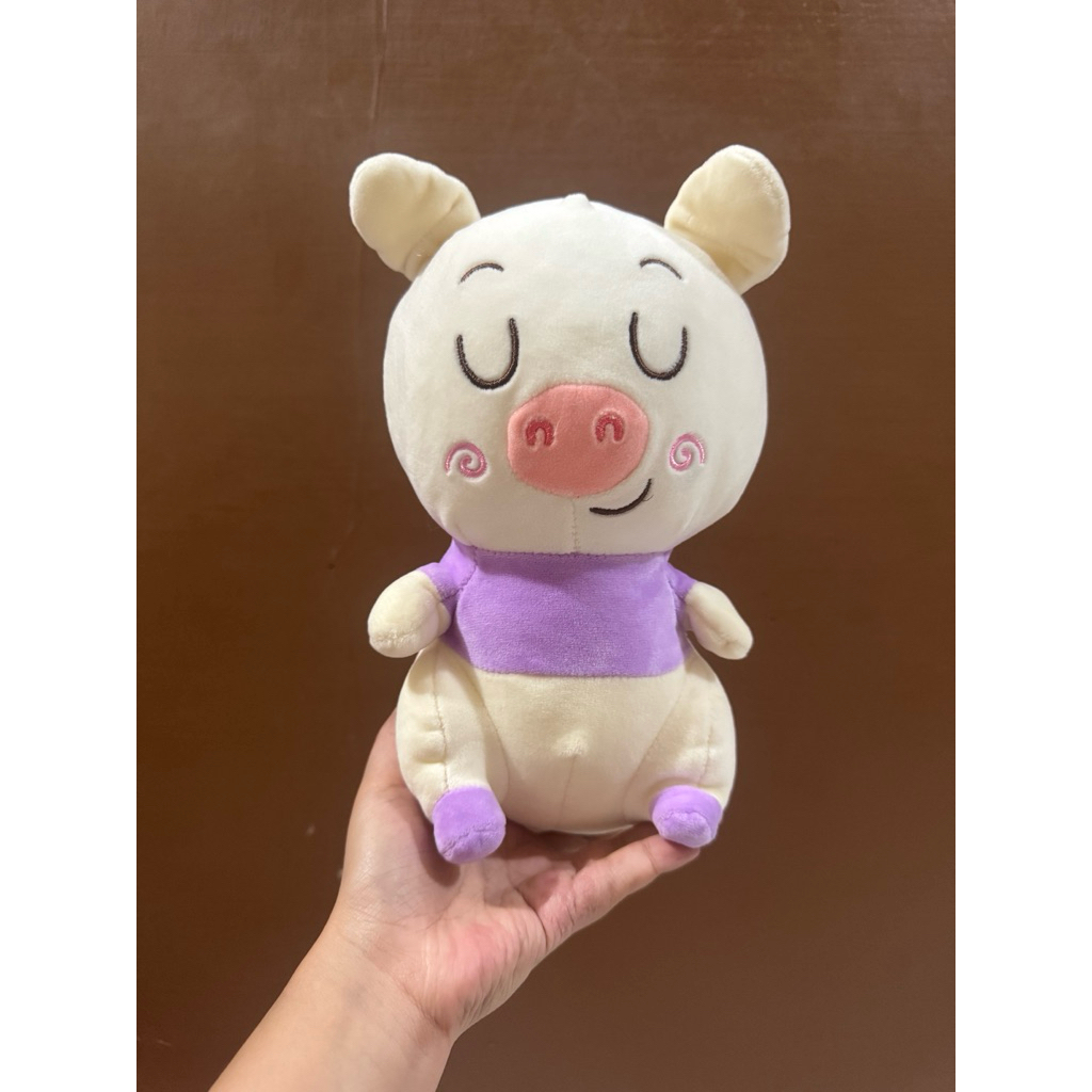 Boneka karakter Babi Lucu size 26cm / Boneka Babi / Boneka Babi baju Ungu / Boneka Hewan Babi