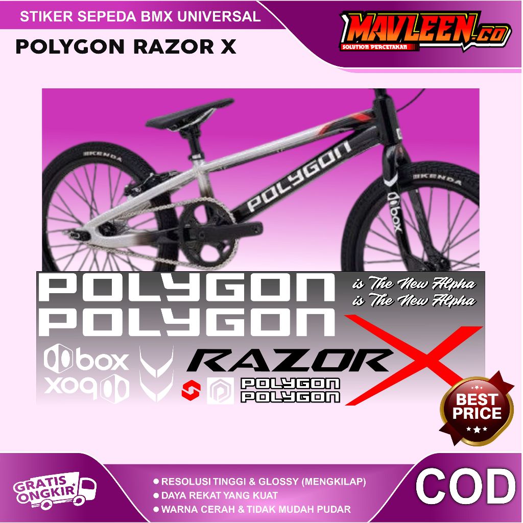 (COD) stiker transparan striping sepeda polygon razor X BMX 18 20 decal glossy lentur anti air