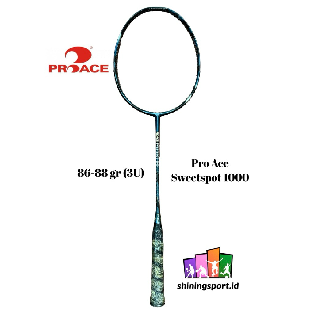 Raket Badminton Pro Ace Sweetspot 1000 Second 100% Original Minus Bekas Shock 1 Titik Sudah Disertak