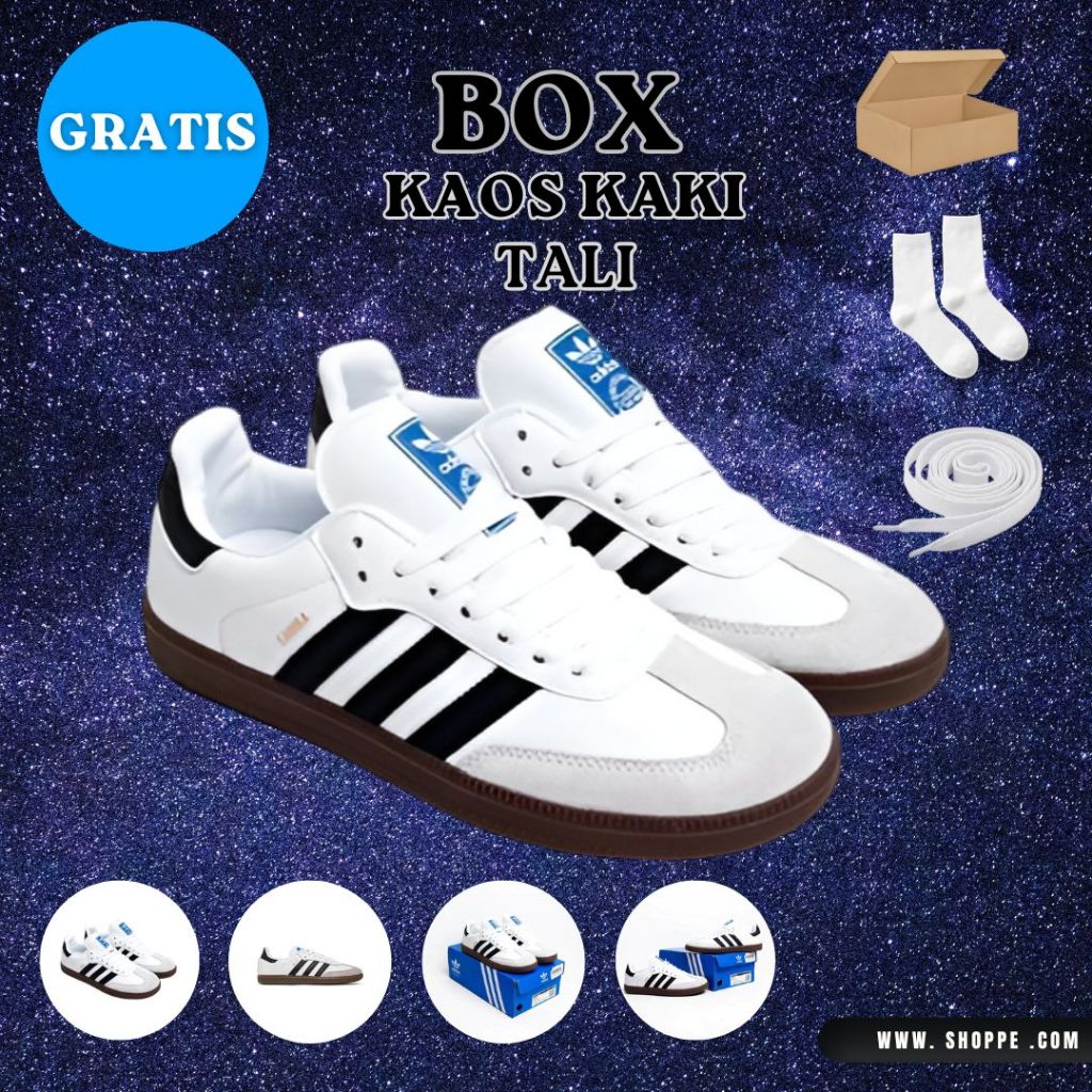 Sepatu Sneakers Samba White Black Samba Putih Hitam SAMBA