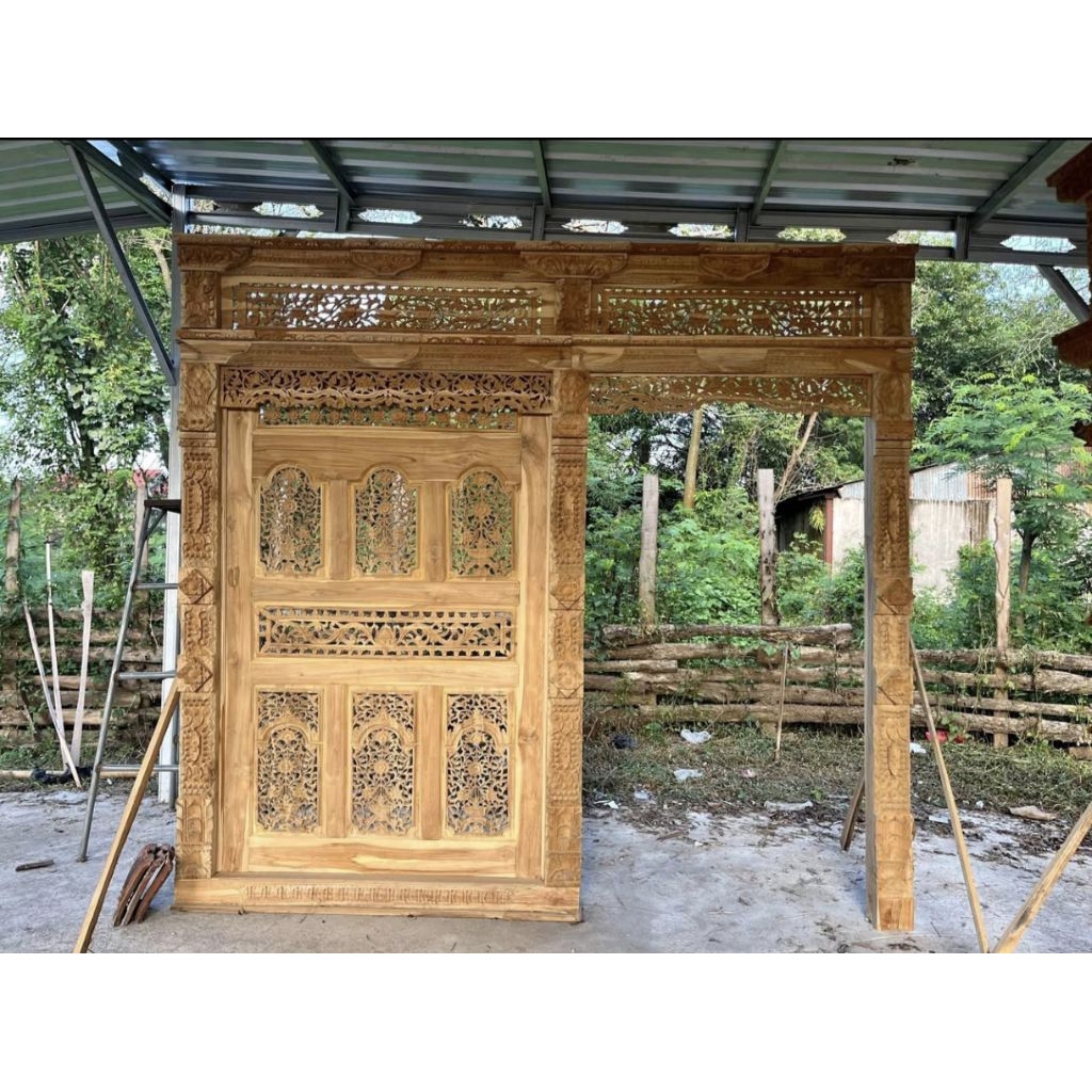 pintu Gebyok jawa sekatan ruang tamu full kayu jati