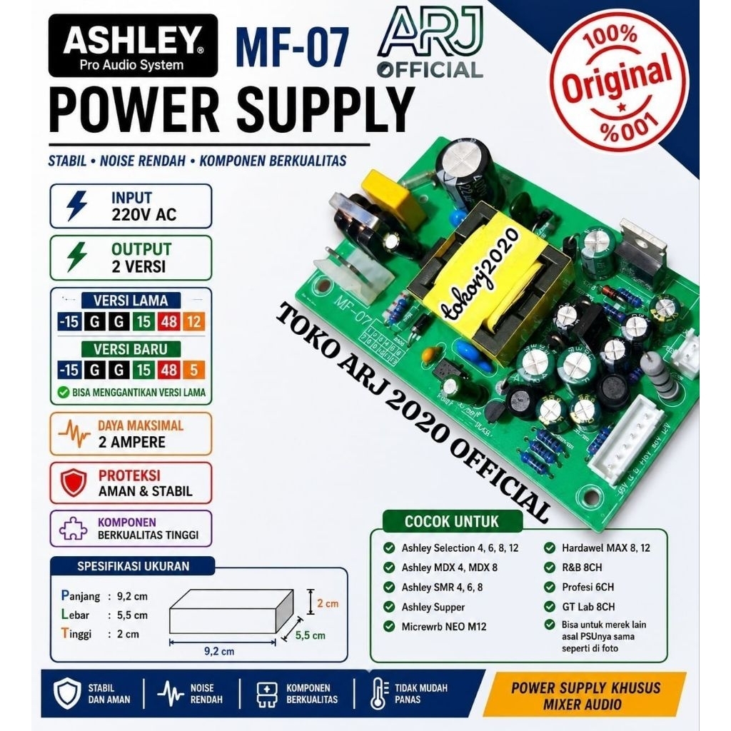 modul  MF-07 power supply mixer audio khusus merek Ashley