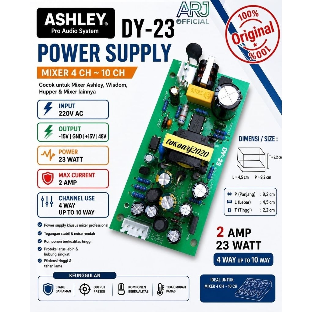 power supply suplai mixer dy-23 mixer huper wisdom