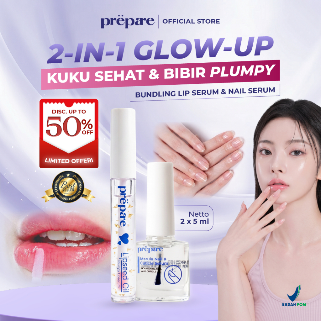 Prepare Bundling Nail Serum Kuku Kering Vitamin Kutikula Perawatan Kuku Lip Serum Mencerahkan Bibir 