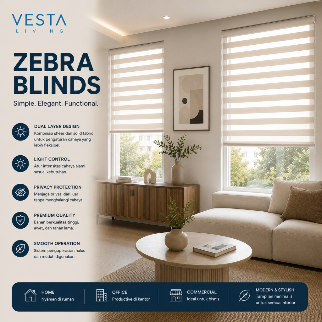 Vesta Roller Blinds Zebra Blinds Jendela Gorden