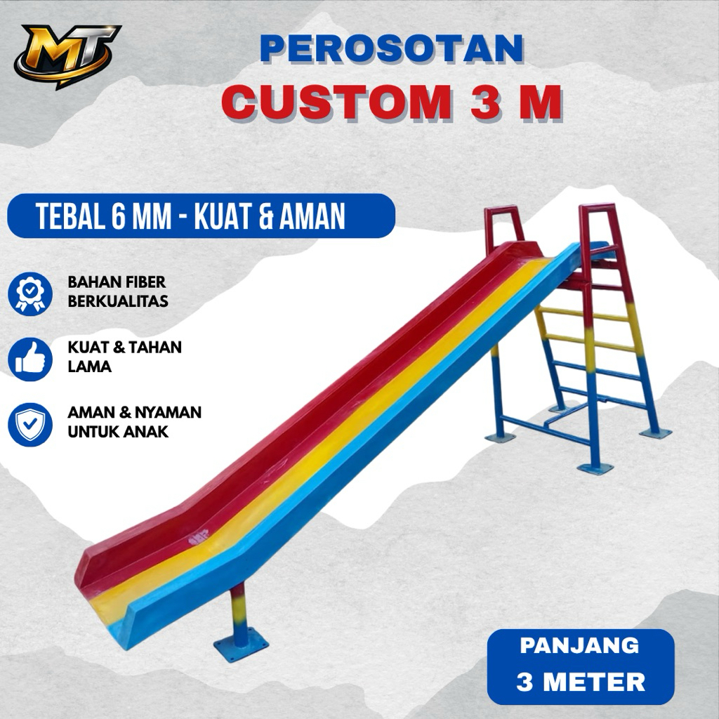Perosotan Fiber 300 CM - Seluncuran Custom 3 M - Perosotan Kotak - Playground Indoor - Playground Ou
