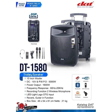 Speaker aktif portable dat 15 inch Dt-1580 bluetooth wireless Dt 1580