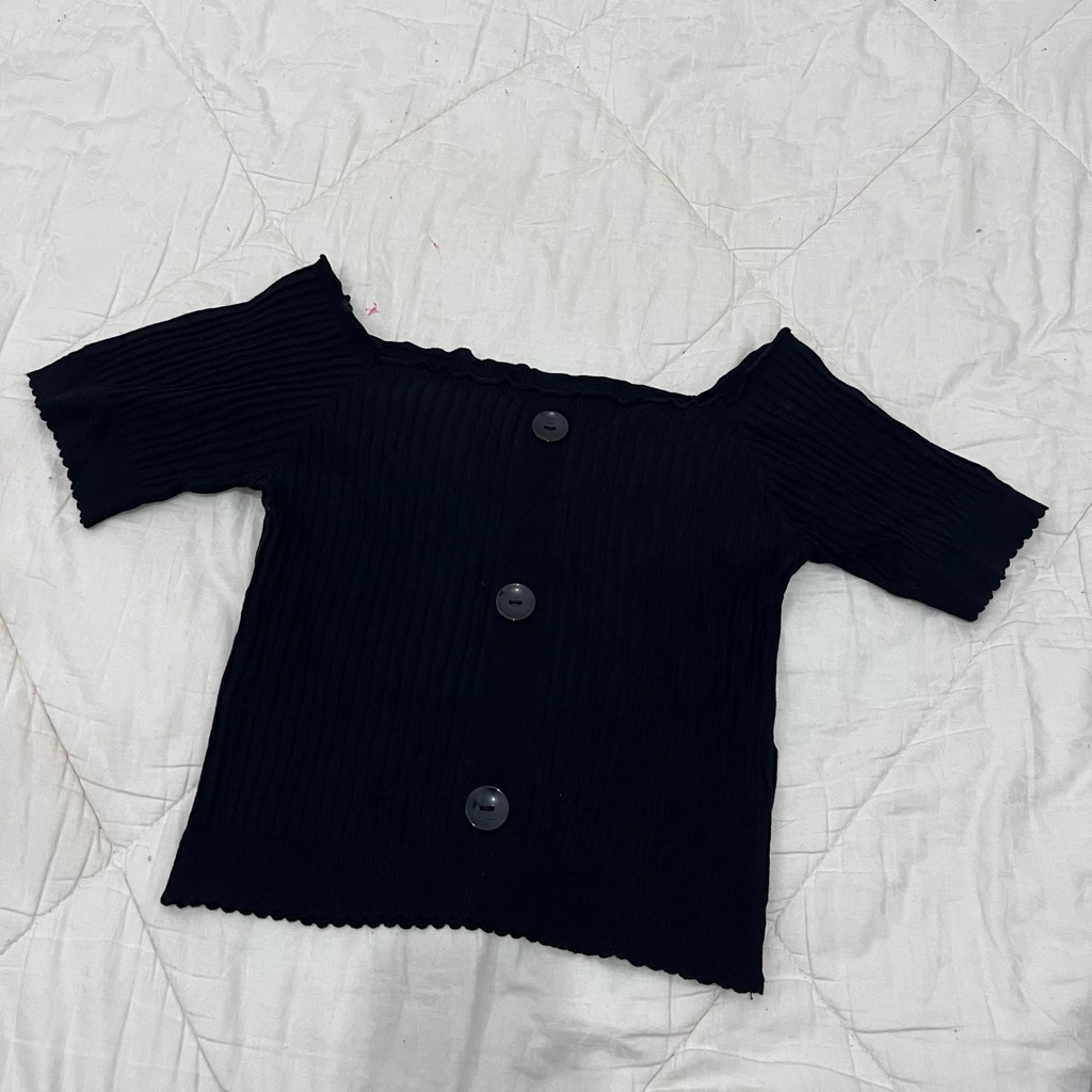 Black Knit Top Grl