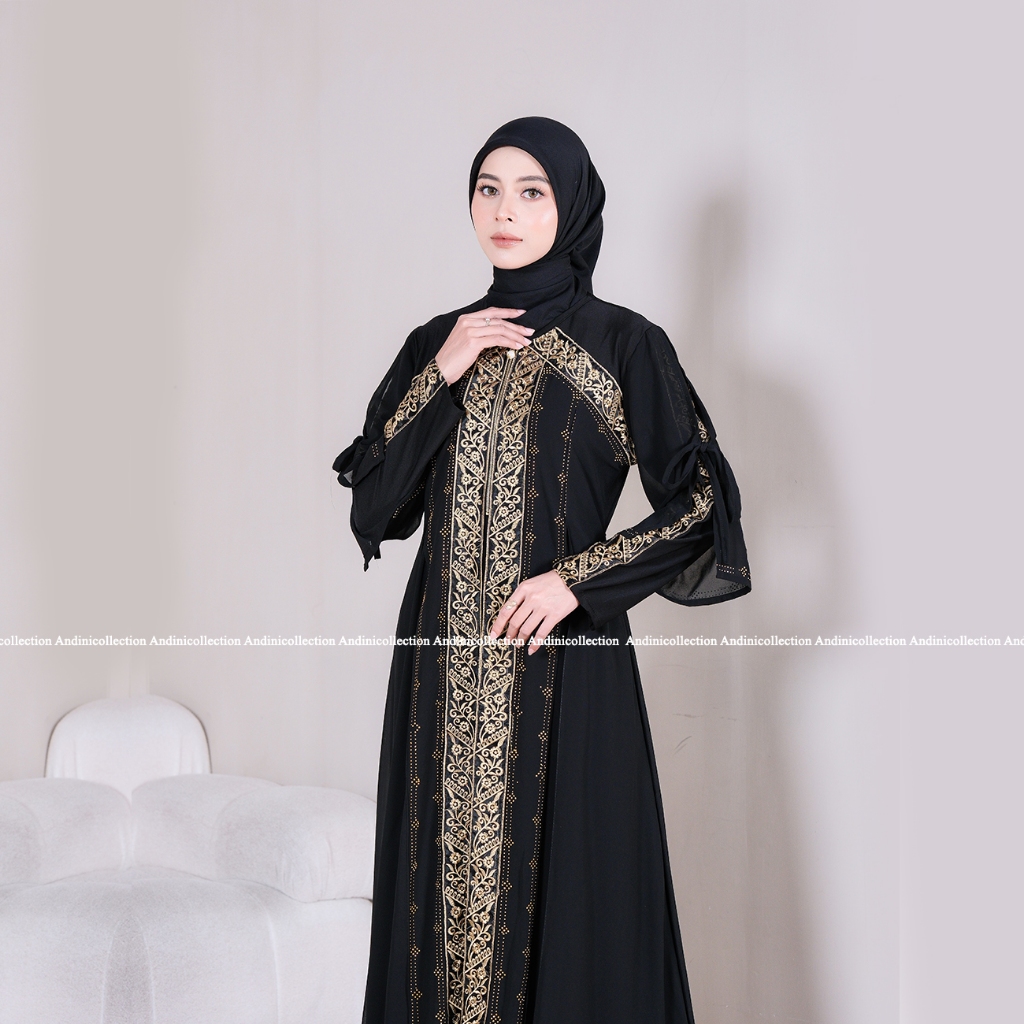 Andinicollection Abaya Hitam 465 - Gamis Wanita Abaya Hitam / Gamis Hitam Umroh / Abaya Hitam Turkey