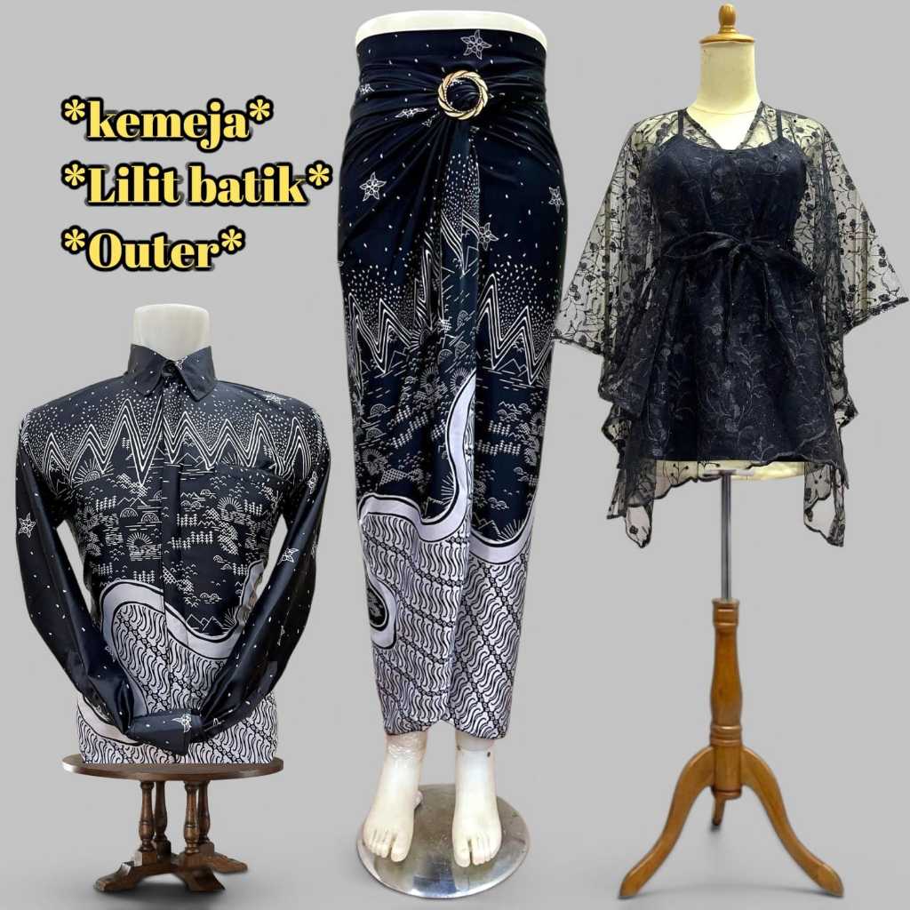 SET COUPLE ROK LILIT BATIK COUPLE BAJU BATIK & OUTER PITA WANITA SERAGAM ROK LILIT 2026