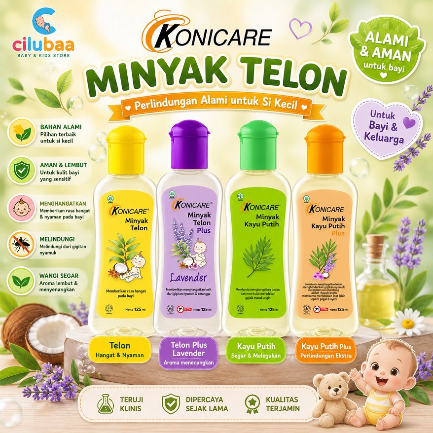 KONICARE TELON  Baby Oil / MINYAK TELON KONICARE PLUS/ MINYAK KAYU PUTIH  PLUS 30ML 60ML 125ML