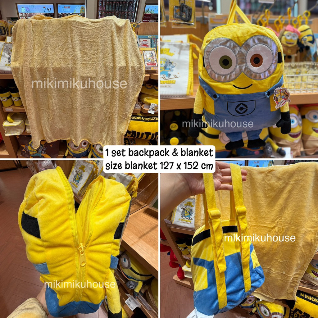 MINISO MINIONS TAS SELIMUT MINION BACKPACK BLANKET BAG LUCU READY STOCK MINISO MINIONS AND MONSTERS 