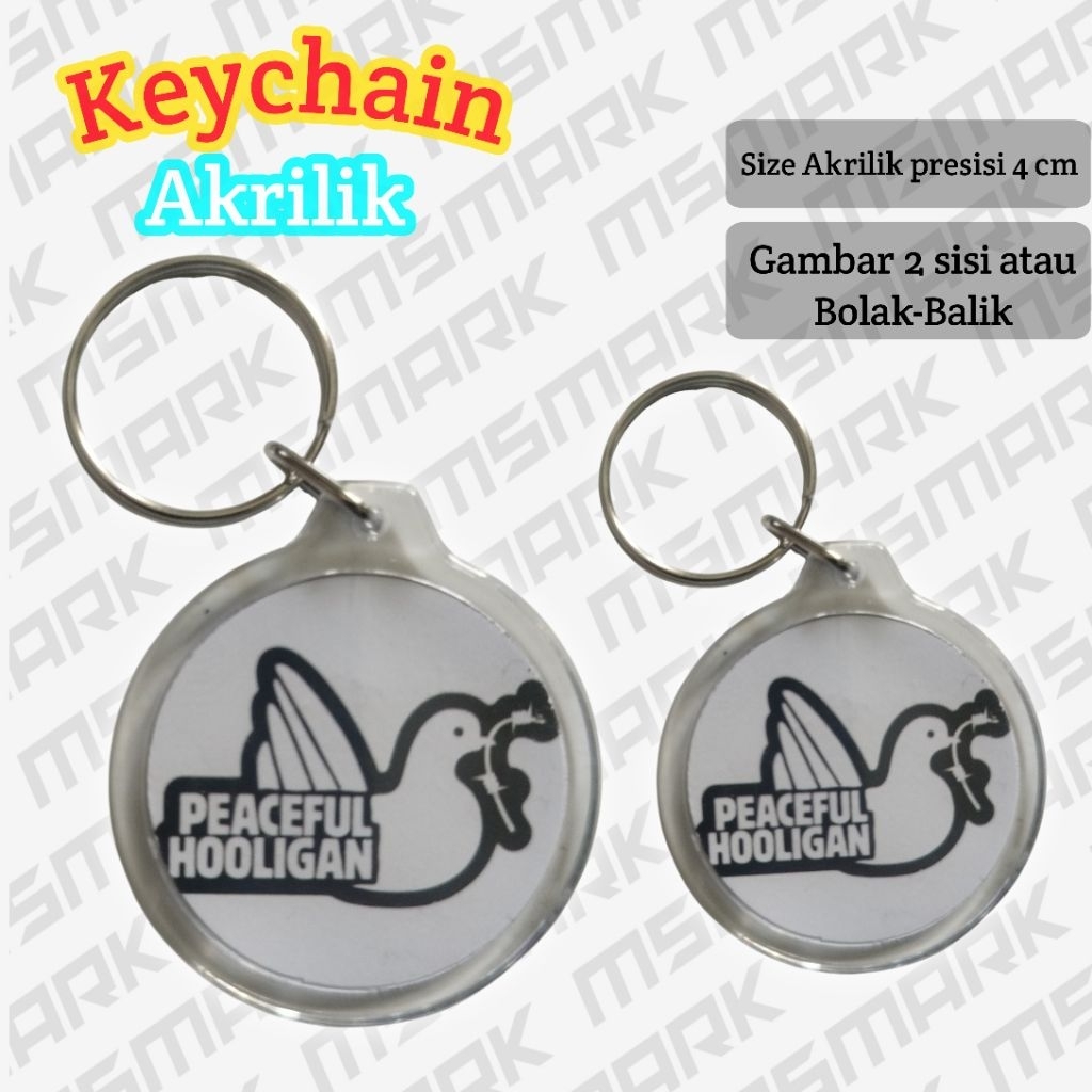 Keychain Akrilik Casual Peaceful hooligan, Gantungan Kunci Akrilik Peaceful hooligan