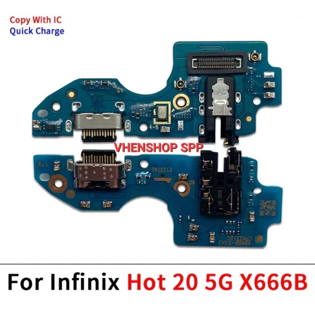 Papan konektor charger con cas con tc infinix Hot 20 5G X666 X666B Original