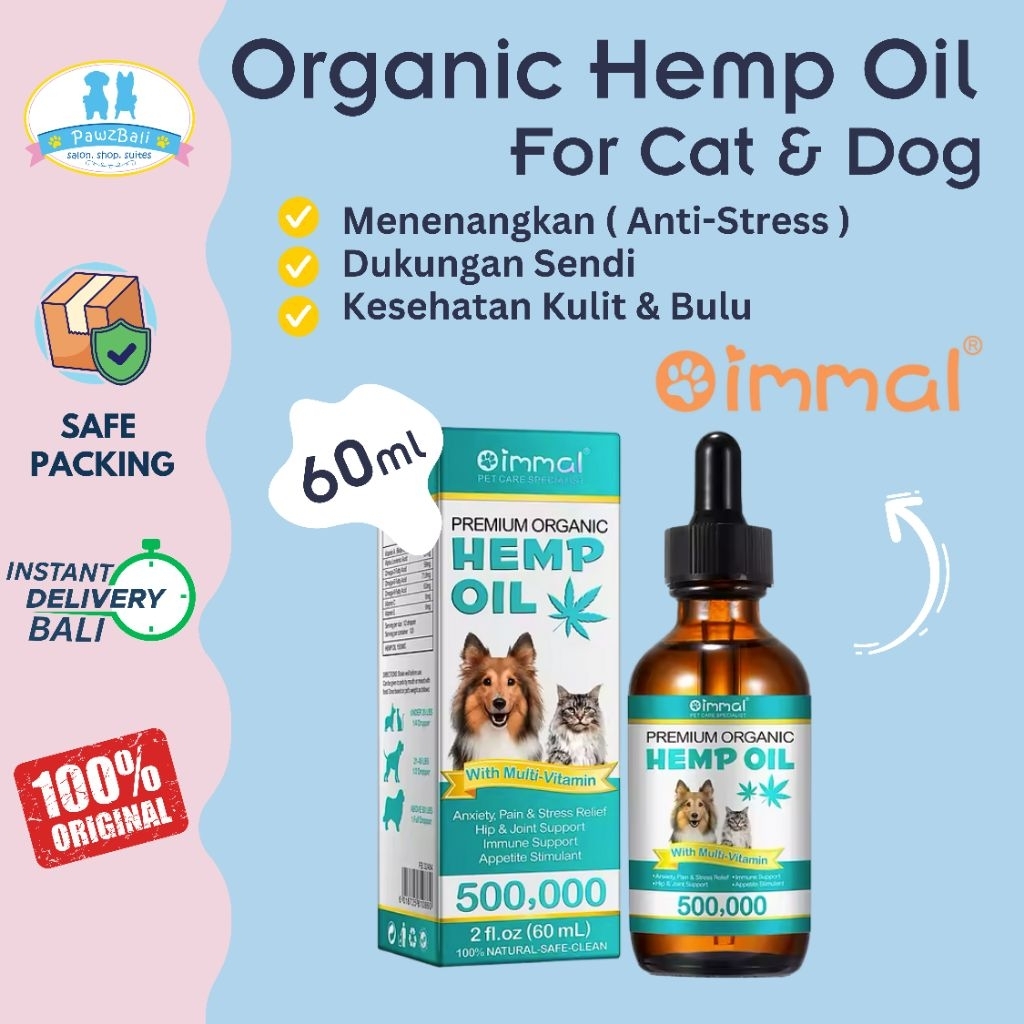Oimmal Organic Hemp Oil For Cat & Dog 60ml | Suplemen Natural Anti Stress Untuk Anjing dan Kucing