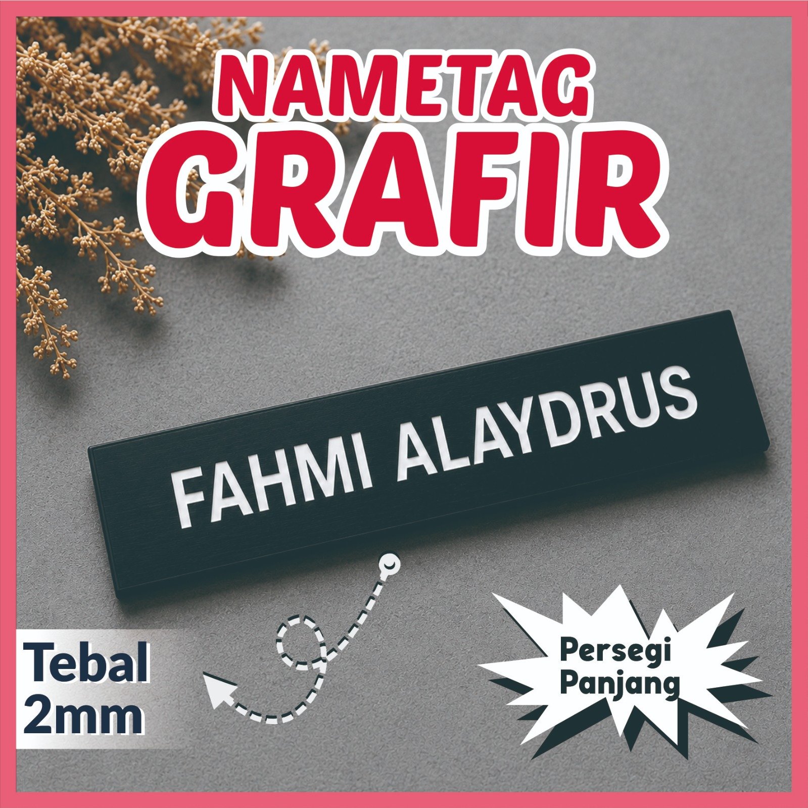 NAMA DADA AKRILIK GRAFIR CETAK MESIN LASER PREMIUM