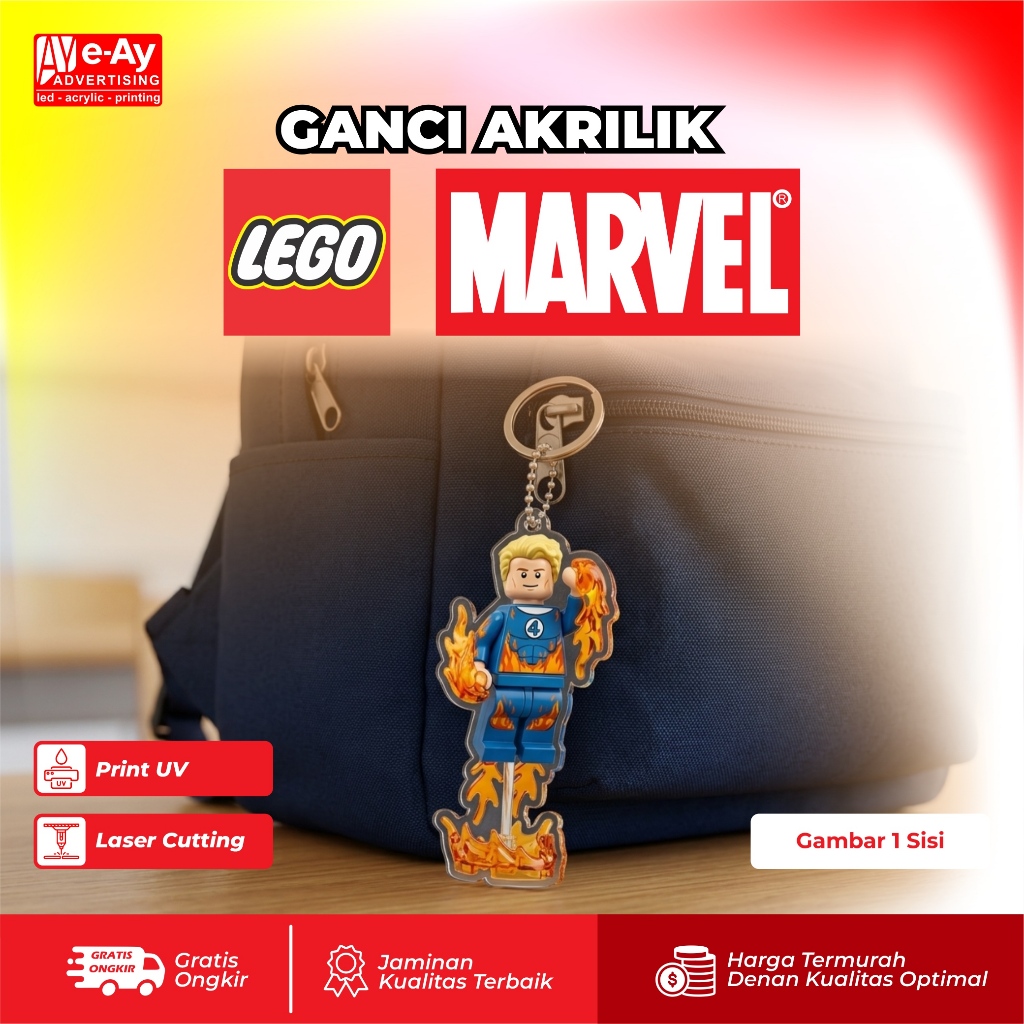 MURAH Premium Acrylic Keychain Tahan lama – GANCI AKRILIK LEGO MARVEL FANTASTIC FOUR | eayadvertisin