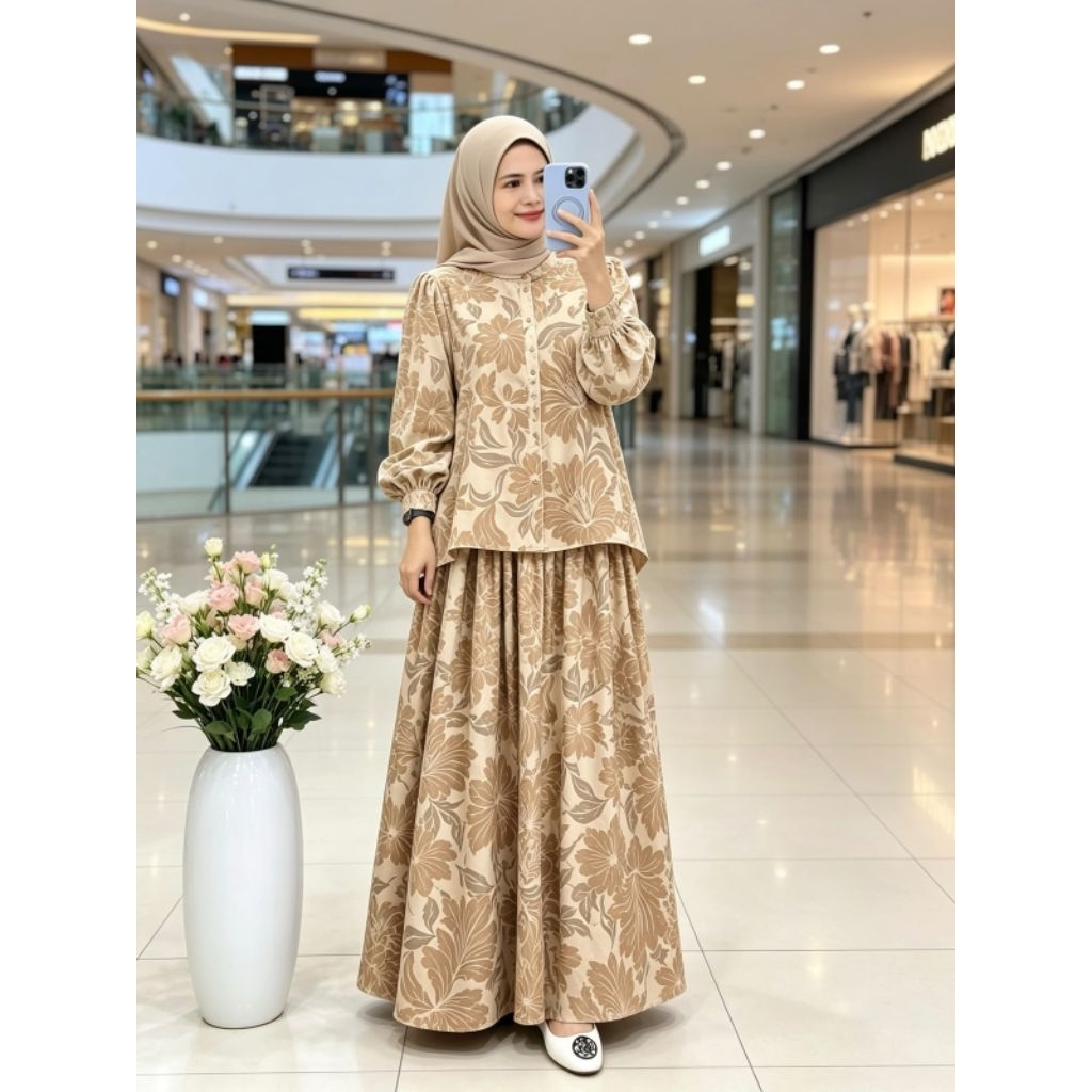 Set Kulot Bunga A / Set Kulot Rayon Motif Bunga / COD