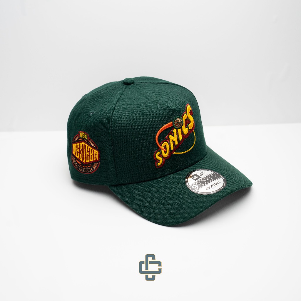 TOPI NEW ERA ORIGINAL 940 A FRAME SEATTLE SUPERSONICS NBA WESTERN CONFERENCE DARK GREEN