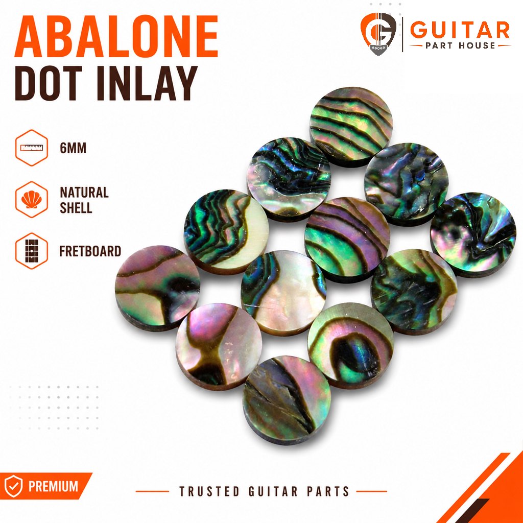 Abalone Dot Inlay 6mm | Inlay Kerang Abalone untuk Fretboard Gitar Dot Marker Guitar