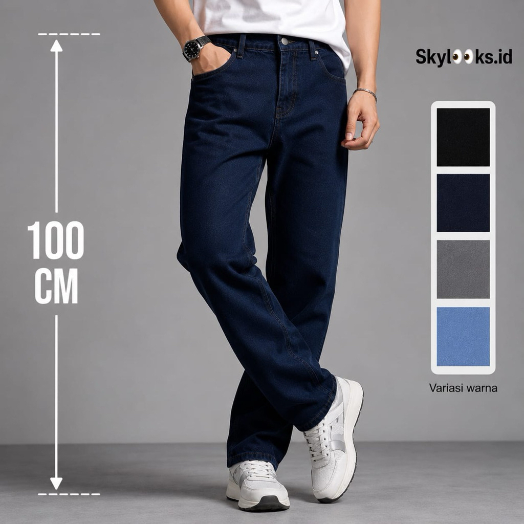 Celana Jeans Pria Standart Reguler Bahan Denim Premium Keren Nyaman Santai Fit Straight Denim 13 Oz