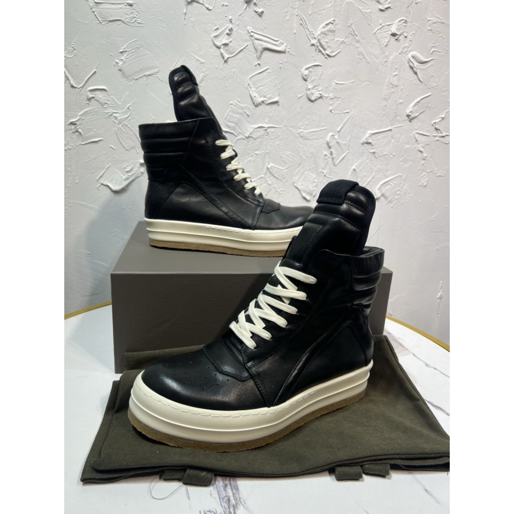 Geobasket RO DRKSHDW Rick Owens Concordian Black Leather Creep Sole