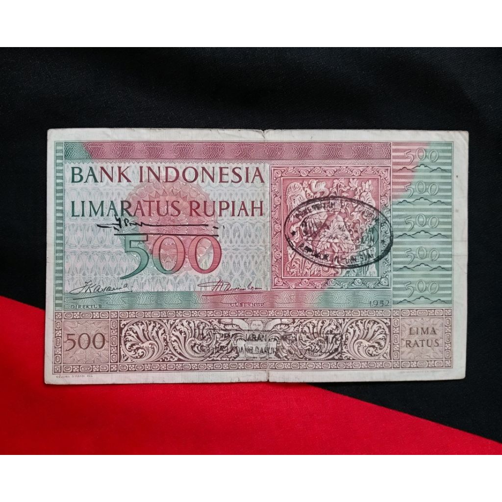 Koleksi uang seri budaya 1952,Vf, 500rp ada cap stempel