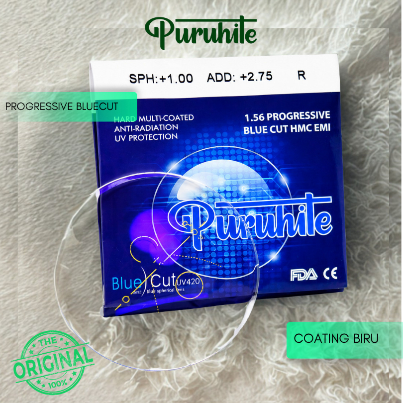 Puruhite - Lensa Kacamata Progressive Blueray Blue Coating