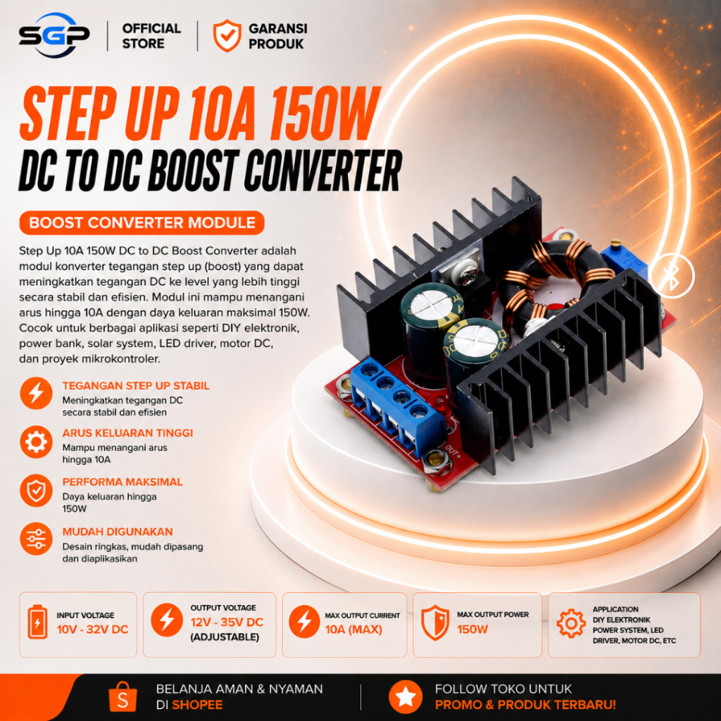 Step Up 10A 150w DC to DC Boost Converter Adjustable Regulator Power Supply Module Step Up 150W Step
