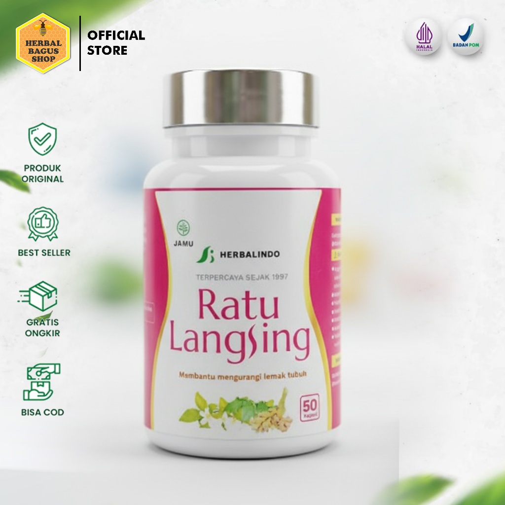 Jamu Langsing Herbal Original 100% - Ratu Langsing BPOM 50 Kaps