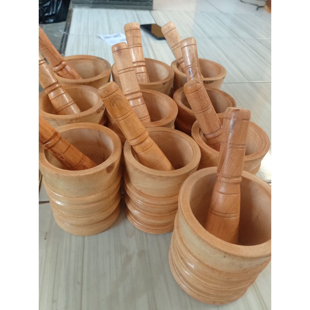 LUMPANG KAYU MINI LESUNG KAYU PENUMBUK KAYU TRADISIONAL