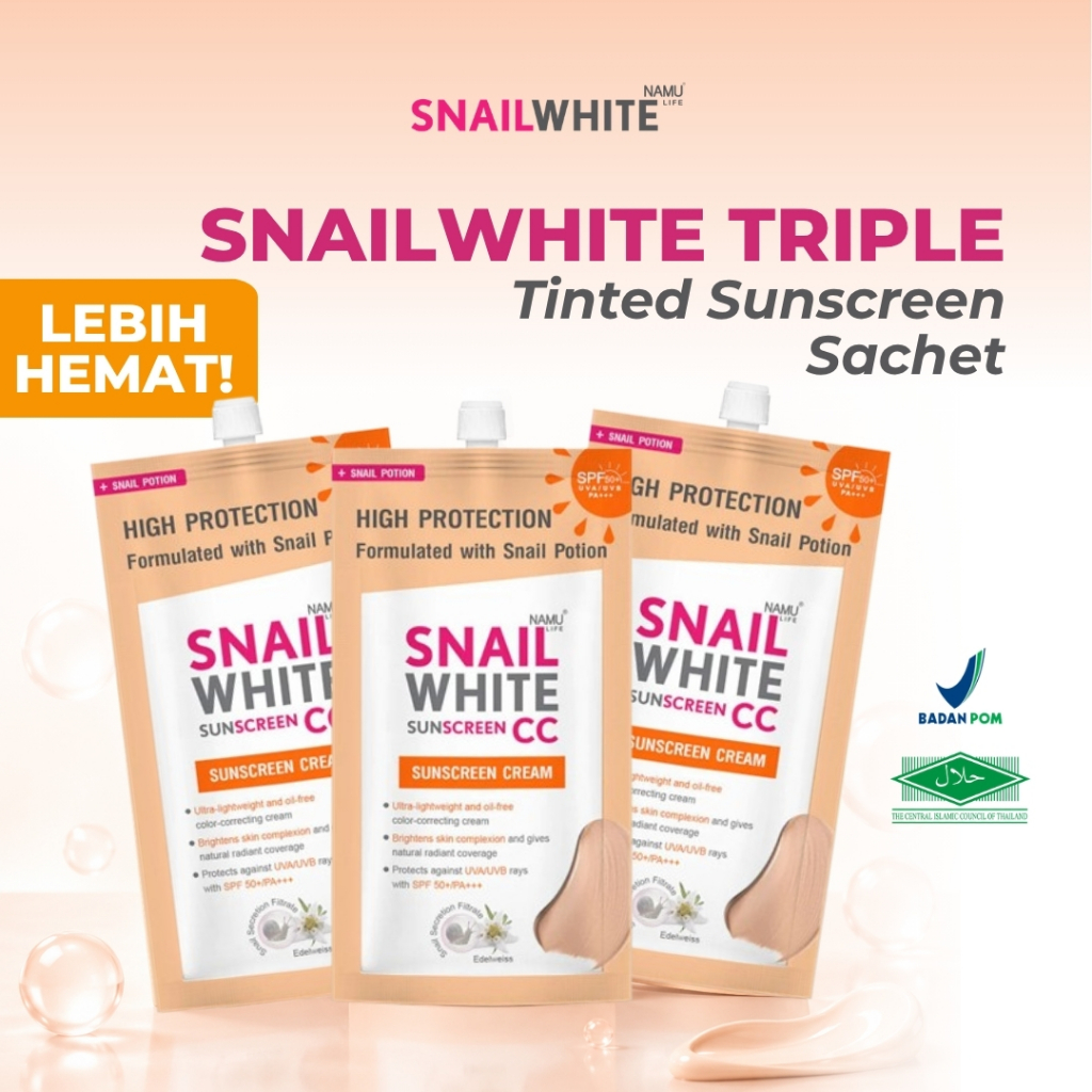 Snailwhite - Triple Sunscreen CC Cream Whitening Thailand 30ml SPF 50+/PA+++ Perlindungan Sinar Mata