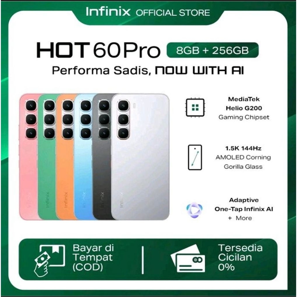 HP INFINIX HOT 60PRO 8/256GB INFINIX HOT 60PRO RAM 8GB ROM 256GB RESMI